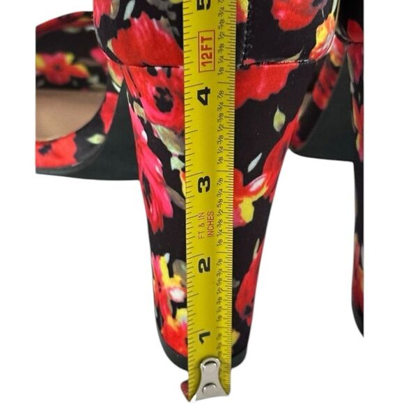 Just Fab Platform Floral Open Toe Heels Size 8 Women’s Red Rose Flower - Picture 10 of 11